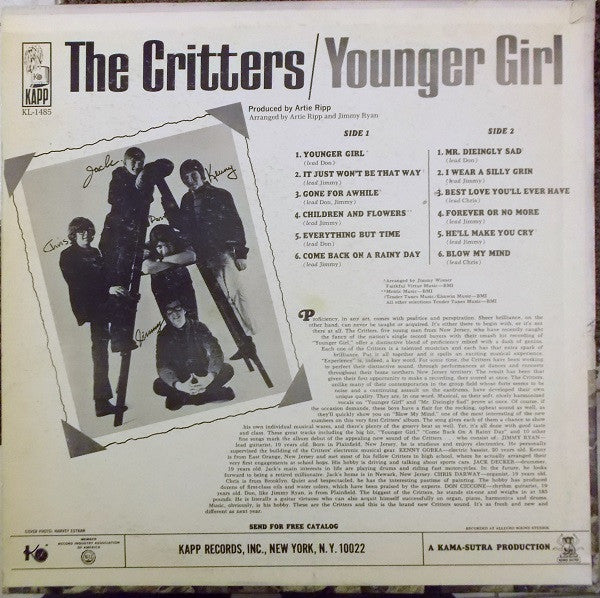 The Critters : Younger Girl (LP, Album, Mono, Pit)