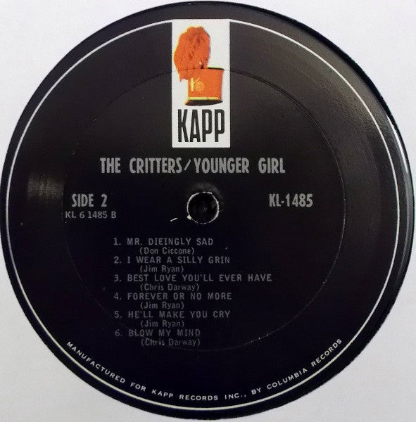 The Critters : Younger Girl (LP, Album, Mono, Pit)