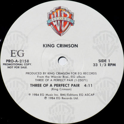 King Crimson : Three Of A Perfect Pair (12", Single, Promo)