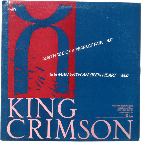King Crimson : Three Of A Perfect Pair (12", Single, Promo)