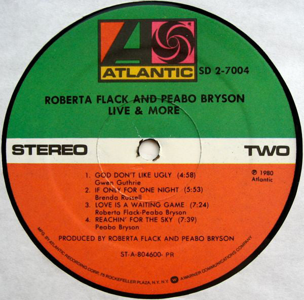 Roberta Flack And Peabo Bryson : Live & More (2xLP, Album, PR )