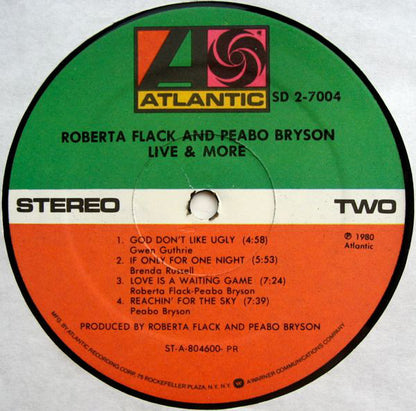 Roberta Flack And Peabo Bryson : Live & More (2xLP, Album, PR )