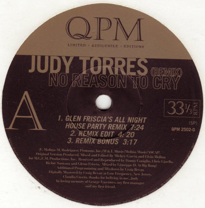 Judy Torres : No Reason To Cry (Remix) (12", Ltd)