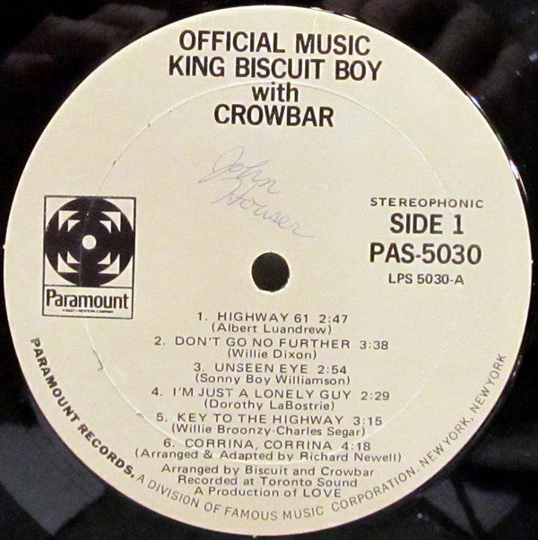 King Biscuit Boy With Crowbar (3) : Official Music (LP, Album, Mon)