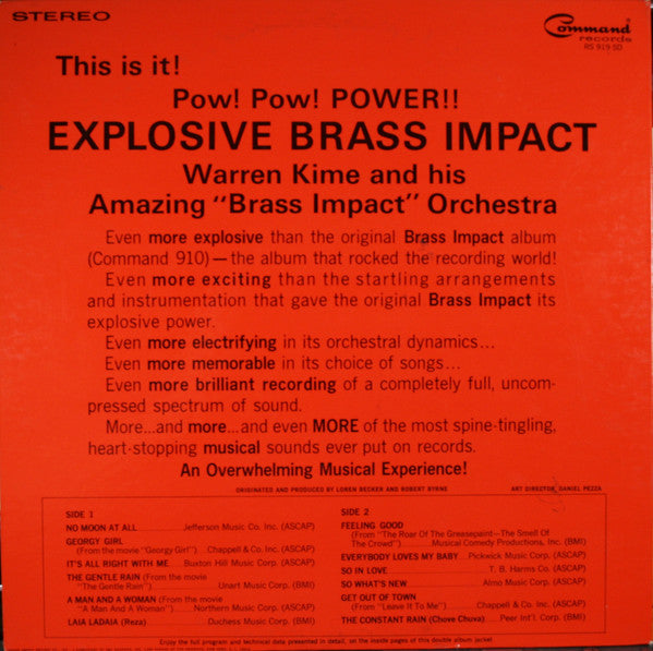 Warren Kime And His Brass Impact Orchestra : Explosive Brass Impact Vol. 2 (LP, Album)