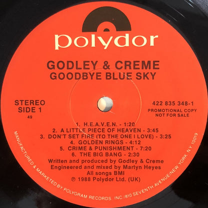 Godley & Creme : Goodbye Blue Sky (LP, Album, Promo)