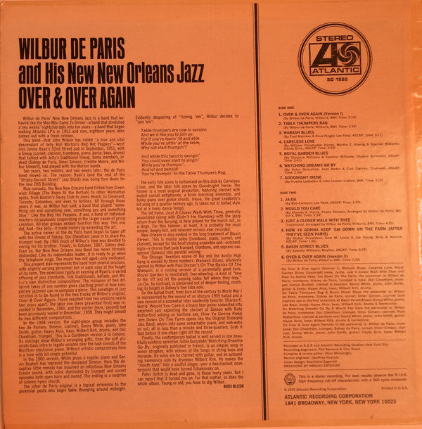 Wilbur De Paris And His New New Orleans Jazz : Over & Over Again (LP, Album)