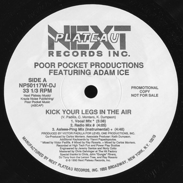 Poor Pocket Productions Featuring Adam Ice : Kick Your Legs In The Air (12", Promo, SRC)