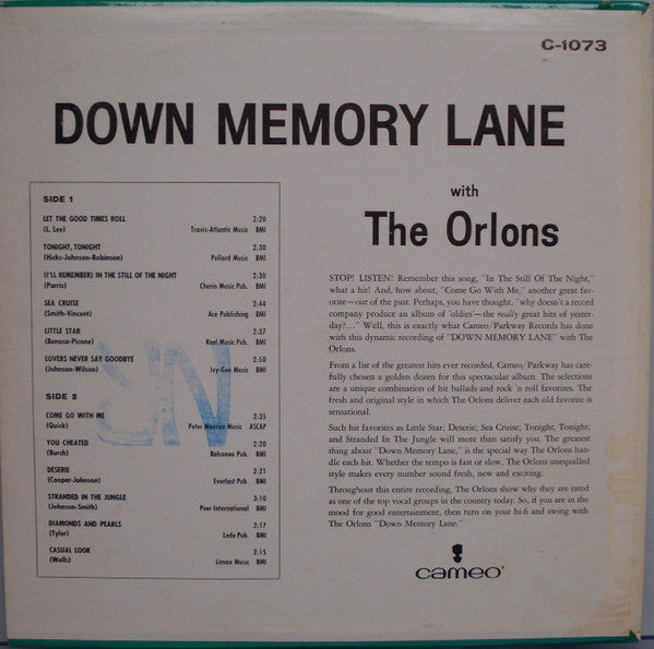 The Orlons : Down Memory Lane (LP, Mono)