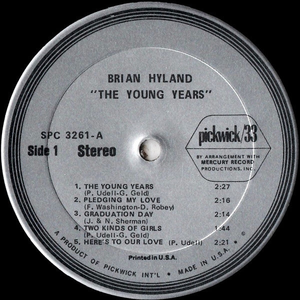 Brian Hyland : Young Years (LP, Album, RE)