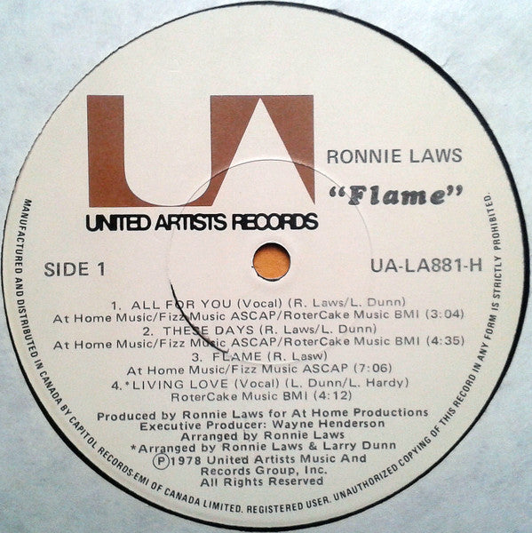 Ronnie Laws : Flame (LP, Album)