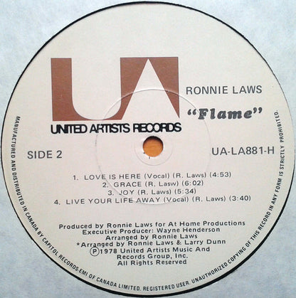 Ronnie Laws : Flame (LP, Album)