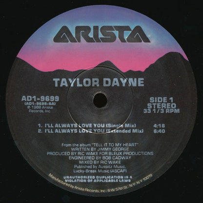 Taylor Dayne : I'll Always Love You (12")