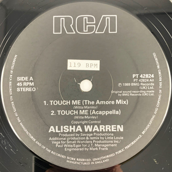 Alisha Warren : Touch Me (12", Single)