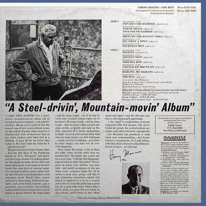 Lorne Greene : The Man (LP, Album, Roc)