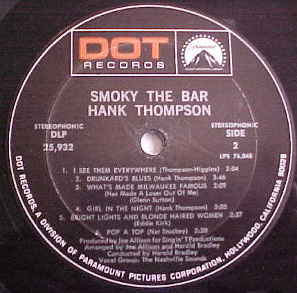 Hank Thompson : Smoky The Bar (LP, Album)