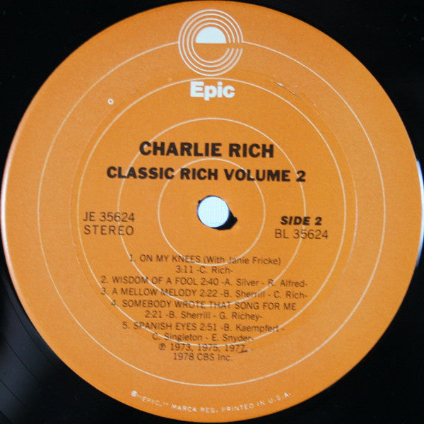 Charlie Rich : Classic Rich Vol. 2 (LP, Comp)