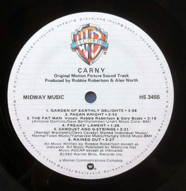 Robbie Robertson And Alex North : Carny (Sound Track From The Motion Picture) (LP, Album)