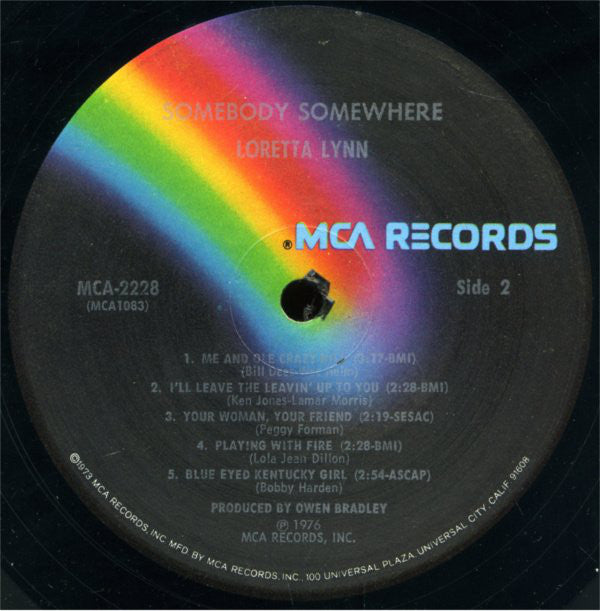 Loretta Lynn : Somebody Somewhere (LP, Album, Pin)