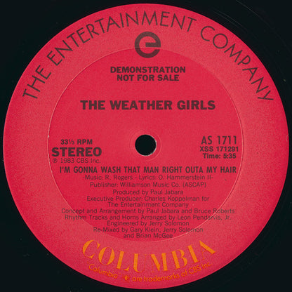 The Weather Girls : I'm Gonna Wash That Man Right Outa My Hair (12", Single, Promo)