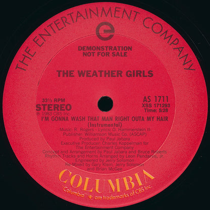 The Weather Girls : I'm Gonna Wash That Man Right Outa My Hair (12", Single, Promo)