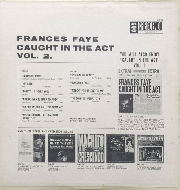 Frances Faye : Caught In The Act Vol. 2 (LP, Album)