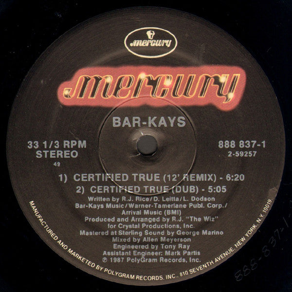 Bar-Kays : Certified True (12")