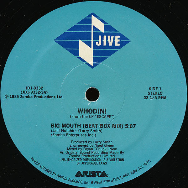Whodini : Big Mouth (12")