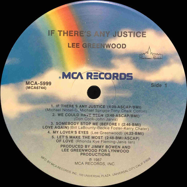 Lee Greenwood : If There's Any Justice (LP, Album, Pin)