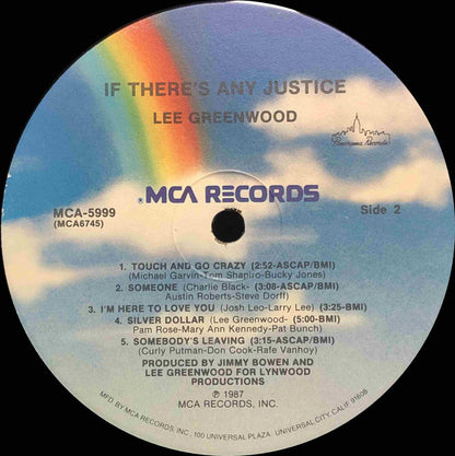 Lee Greenwood : If There's Any Justice (LP, Album, Pin)