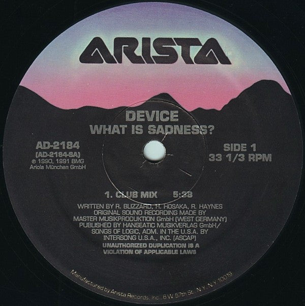 Device (3) : What Is Sadness? (12")