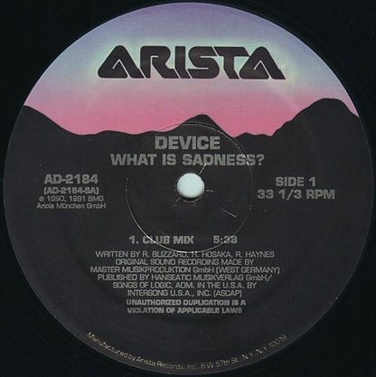 Device (3) : What Is Sadness? (12")