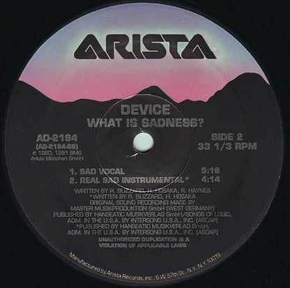 Device (3) : What Is Sadness? (12")