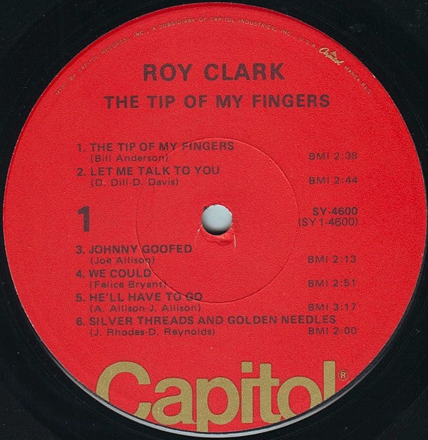 Roy Clark : The Tip Of My Fingers (LP, Album, RE, Jac)