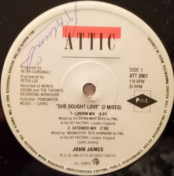 John James : She Bought Love (12", Single)