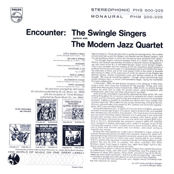 Les Swingle Singers, The Modern Jazz Quartet : Encounter: The Swingle Singers Perform With The Modern Jazz Quartet (LP, Album)