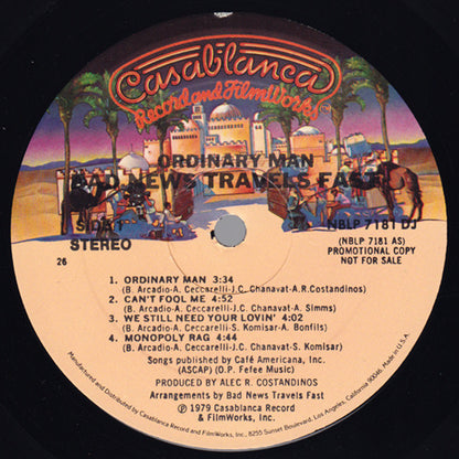 Bad News Travels Fast : Ordinary Man (LP, Album, Promo, PRC)