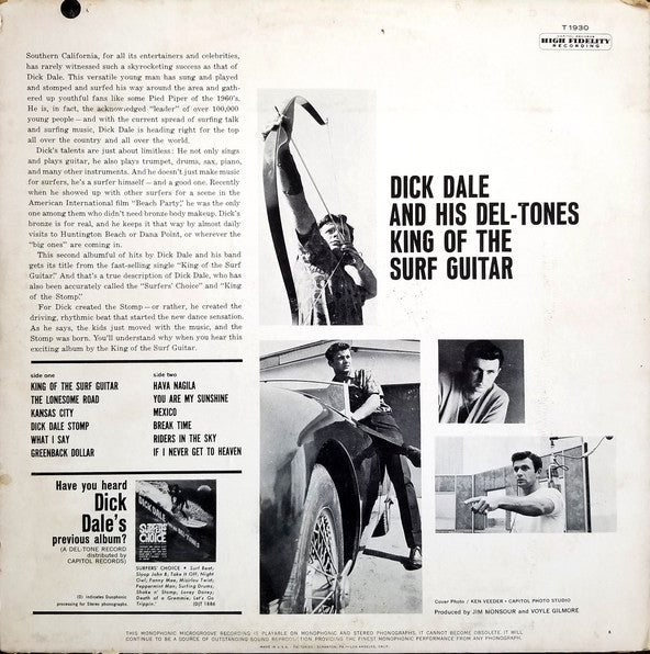 Dick Dale & His Del-Tones : King Of The Surf Guitar (LP, Album, Mono, Los)