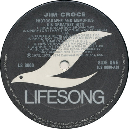 Jim Croce : Photographs And Memories His Greatest Hits (LP, Comp, RE)