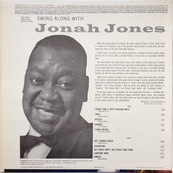 Jonah Jones : Swing Along With Jonah Jones (LP, Comp)