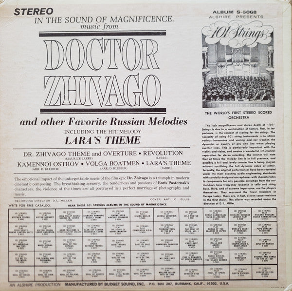 101 Strings : Music From Doctor Zhivago With Other Favorite Russian Melodies (LP)