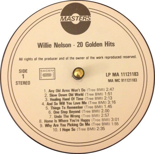 Willie Nelson : 20 Golden Hits (LP, Comp)