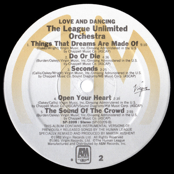 The League Unlimited Orchestra : Love And Dancing (LP, Album)