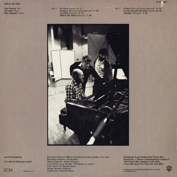 Gary Peacock, Art Lande, Eliot Zigmund : Shift In The Wind (LP, Album)