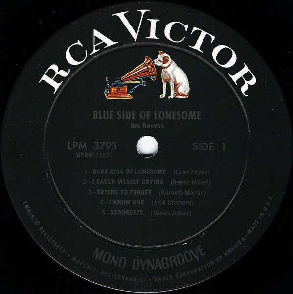 Jim Reeves : Blue Side Of Lonesome (LP, Album, Mono, Ind)
