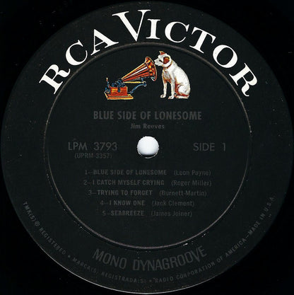 Jim Reeves : Blue Side Of Lonesome (LP, Album, Mono, Ind)