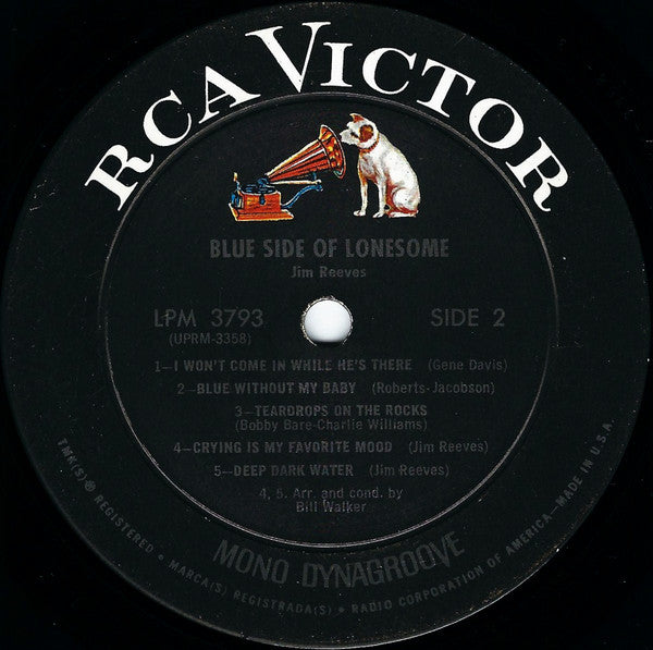 Jim Reeves : Blue Side Of Lonesome (LP, Album, Mono, Ind)