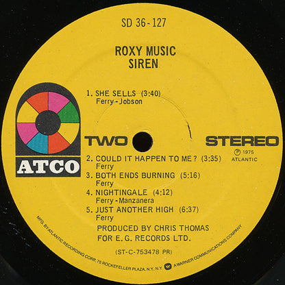 Roxy Music : Siren (LP, Album, Pre)