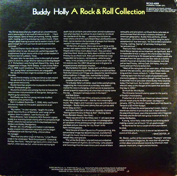 Buddy Holly : A Rock & Roll Collection (2xLP, Comp, Club, RE, Gat)
