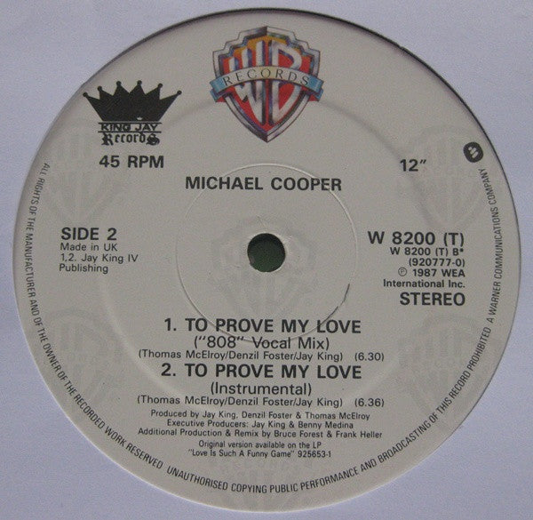 Michael Cooper : To Prove My Love (12", Single)